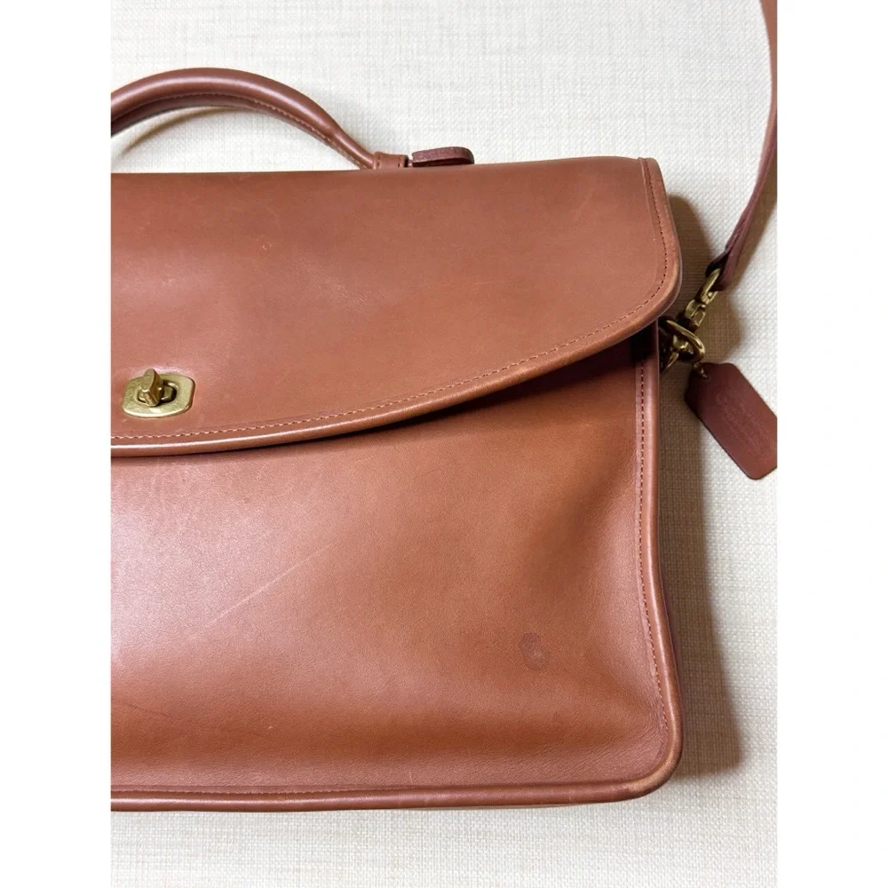 Coach Re(Loved) Vintage Lexington Leather Briefcase Messenger Bag British Tan